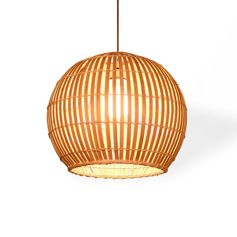 South-east Asia Globe Ceiling Light Bamboo Single Restaurant Hanging Pendant Light