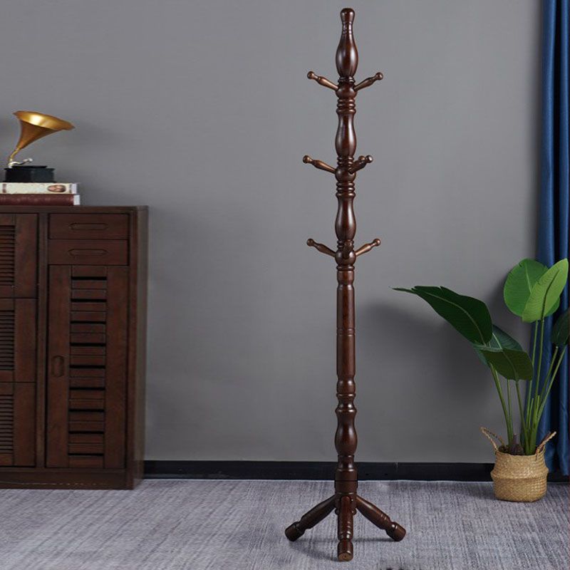 Mid-Century Modern Hall Stand Oak Wood Hooks Included Free Standing Entryway Kit