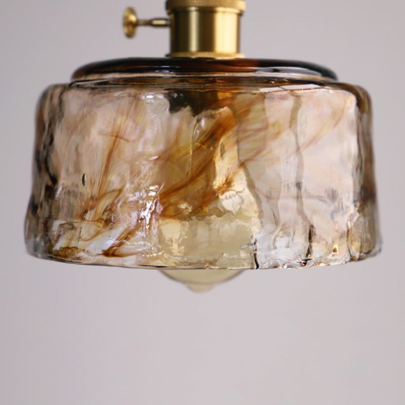 Vintage Glass Pendant Light Fixture 1-Light Gold Hanging Ceiling Light for Dining Room