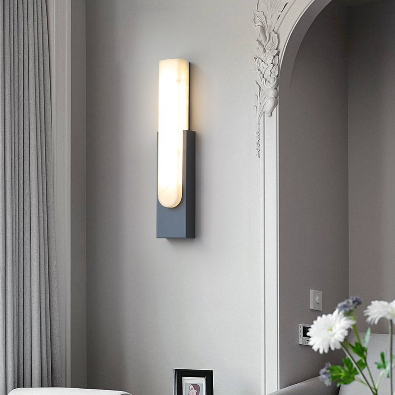 Stone Rectangular Wall Sconce Lighting Modern Style 1 Light Wall Lighting Fixtures
