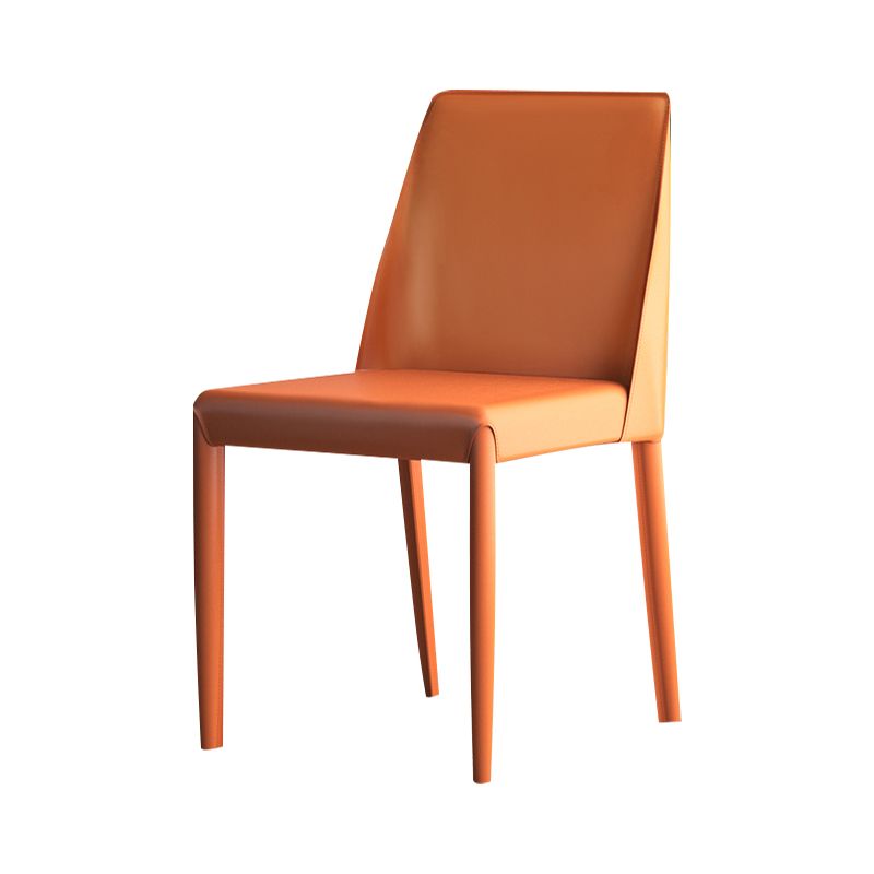 Silla de comedor con acabado mate de cuero, silla lateral con respaldo sólido para el hogar, estilo diseñador