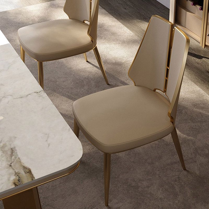 Kitchen Glam Dining Armless Chair Wingback Metal Legs Side Chair