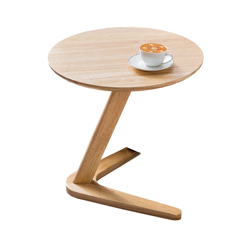 Contemporary Round Side Table Rubberwood Side End Snack Table
