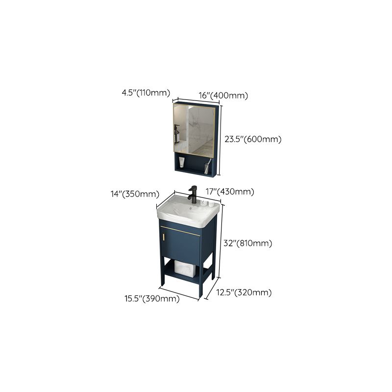 Contemporary Vanity Sink Mirror Cabinet Metal Vanity Cabinet with Storage Shelving