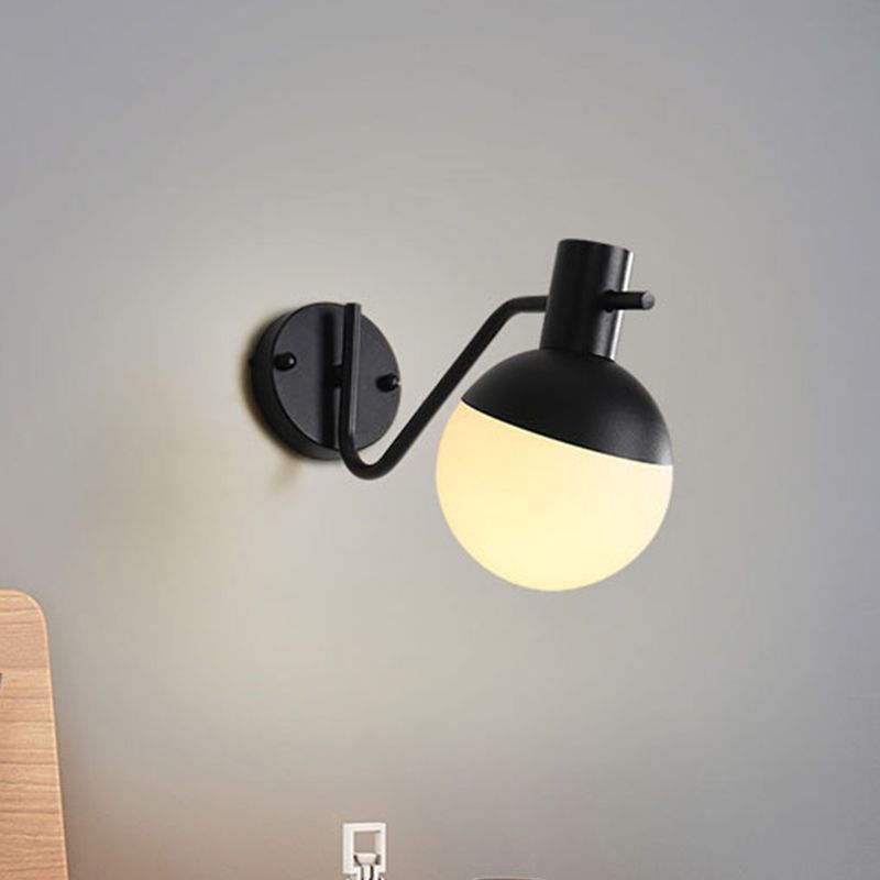 1 Light Living Room Sconce Light with Global Milk Glass Shade Modern Gold Wall Mount Light