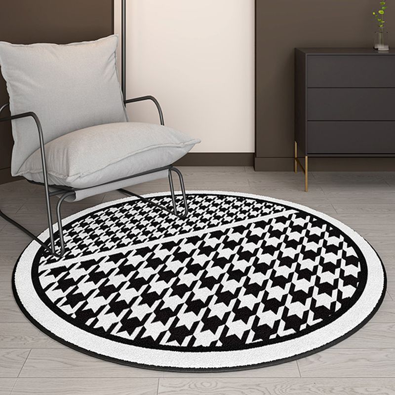 Round Zebra Printed Rug Modern Polyester Indoor Carpet Non-Slip Backing Area Rug for Living Room