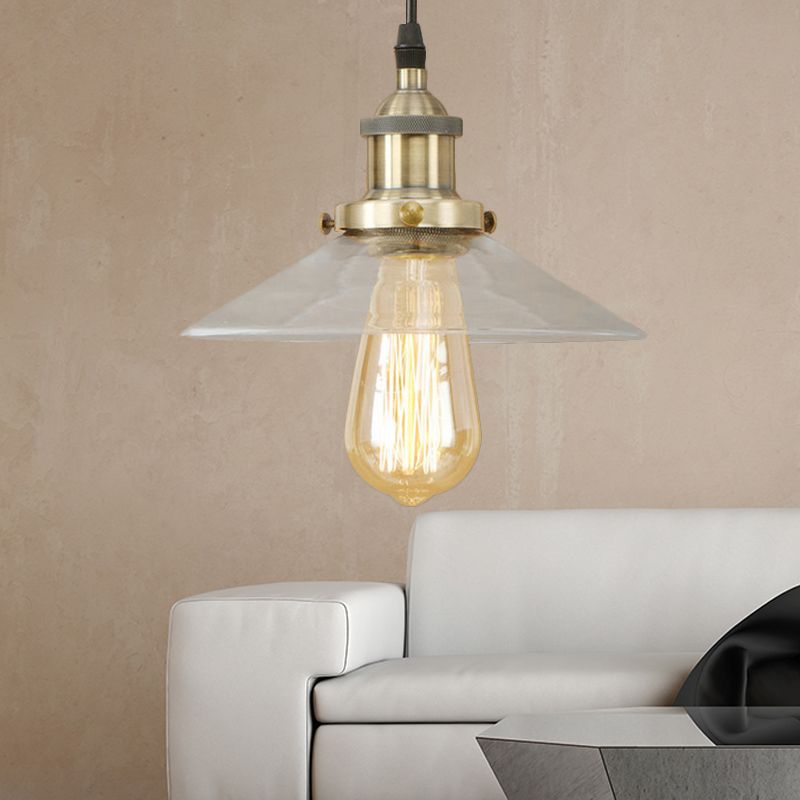 1 Lámpara colgante de vidrio claro claro Black/Rust/Cobre Cono Sala de estar Lighting Lights
