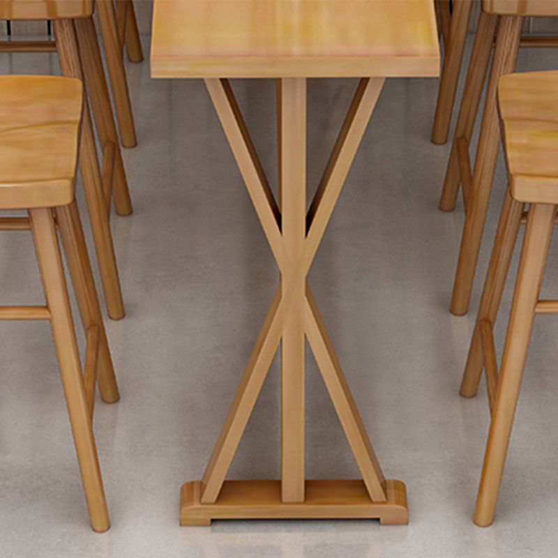 Contemporary Solid Wood Bar Stool Table Rectangle Bar Table in Brown for Indoor