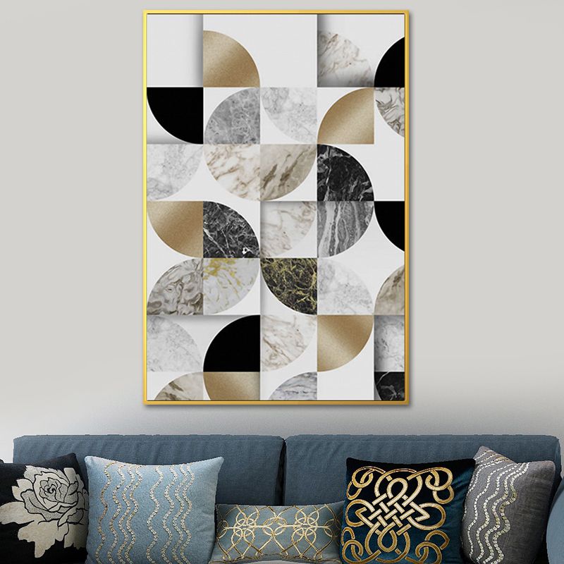 Leaf Shapes Marble Canvas Print Nordic Style Textured Wall Art for Living Room