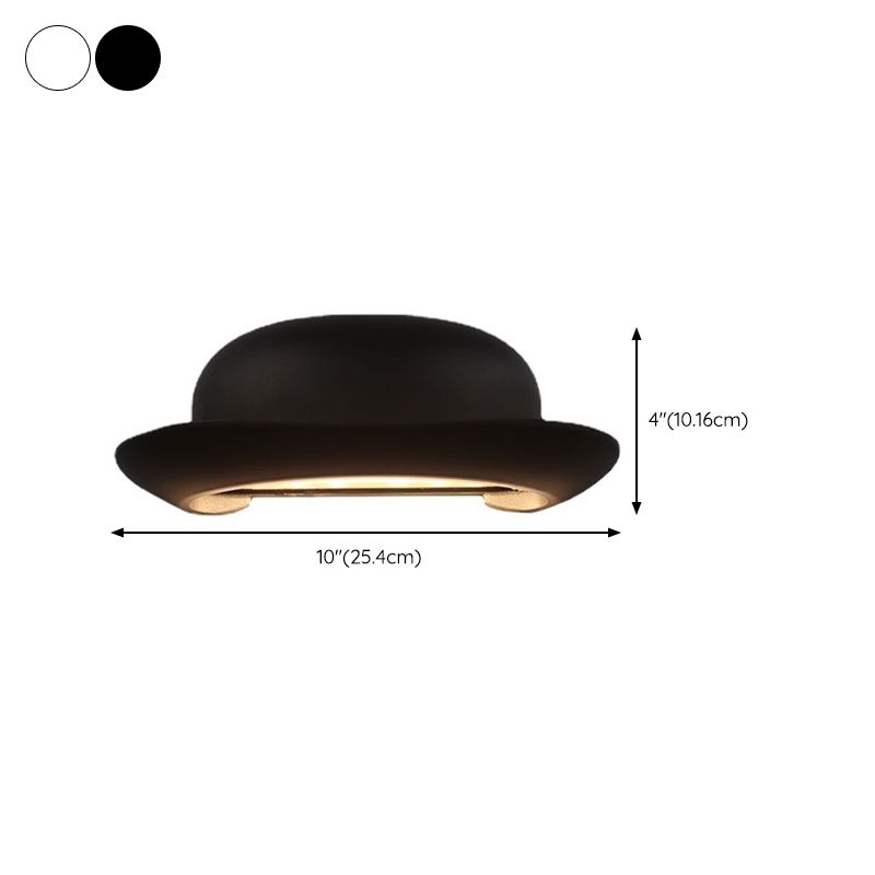 Hat Shape Wall Lamp Modern Style Metal 1 Light Wall Light in White/Black