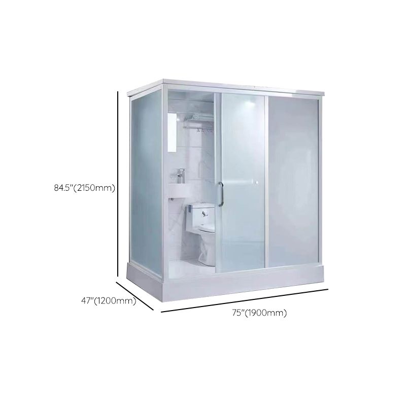 Single Sliding Tempered Glass Shower Stall Rectangle Frosted Shower Kit