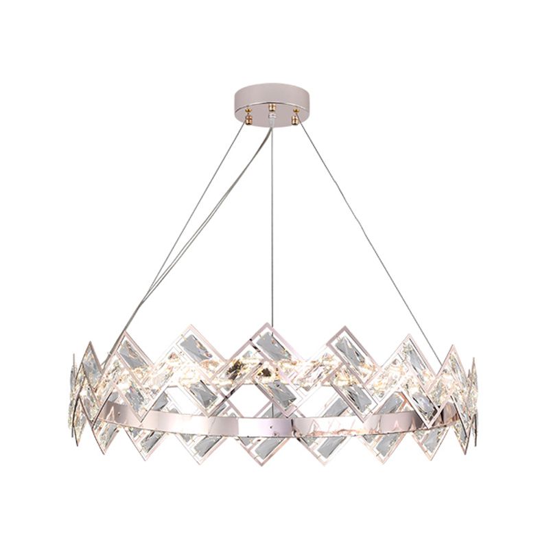 Wheel Shape Pendant Chandelier Modern Style Crystal 1 Light Chandelier Light in Silver