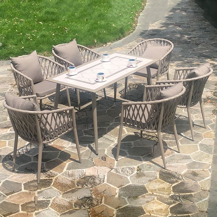 Modern 1/5/7 Pieces Dining Table Set Stone Dining Table Set for Outdoor
