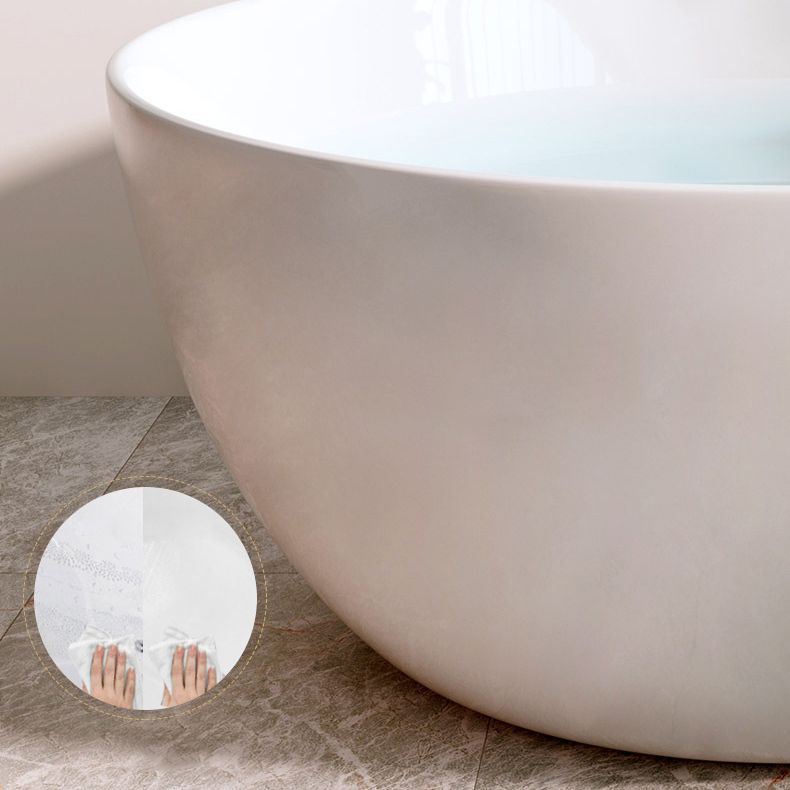 Round White Acrylic-Fiberglass Bathtub Soaking Freestanding Bath Tub