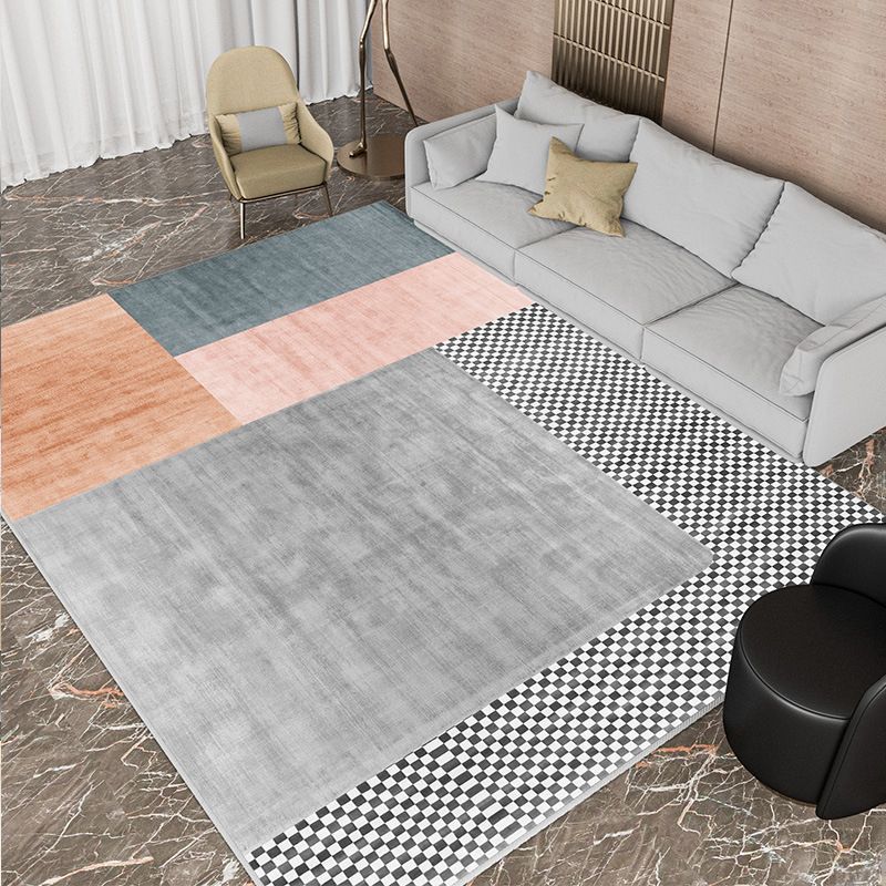 Gold Modern Rug Polyester Abstract Pattern Rug Non-Slip Backing Rug for Home Decor