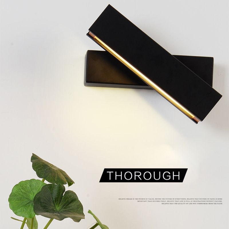 Hölzerne rechteckige LED -Wandleuchten in der modernen Einfachheit Schmiedeeisenwandlampe mit Acrylschatten