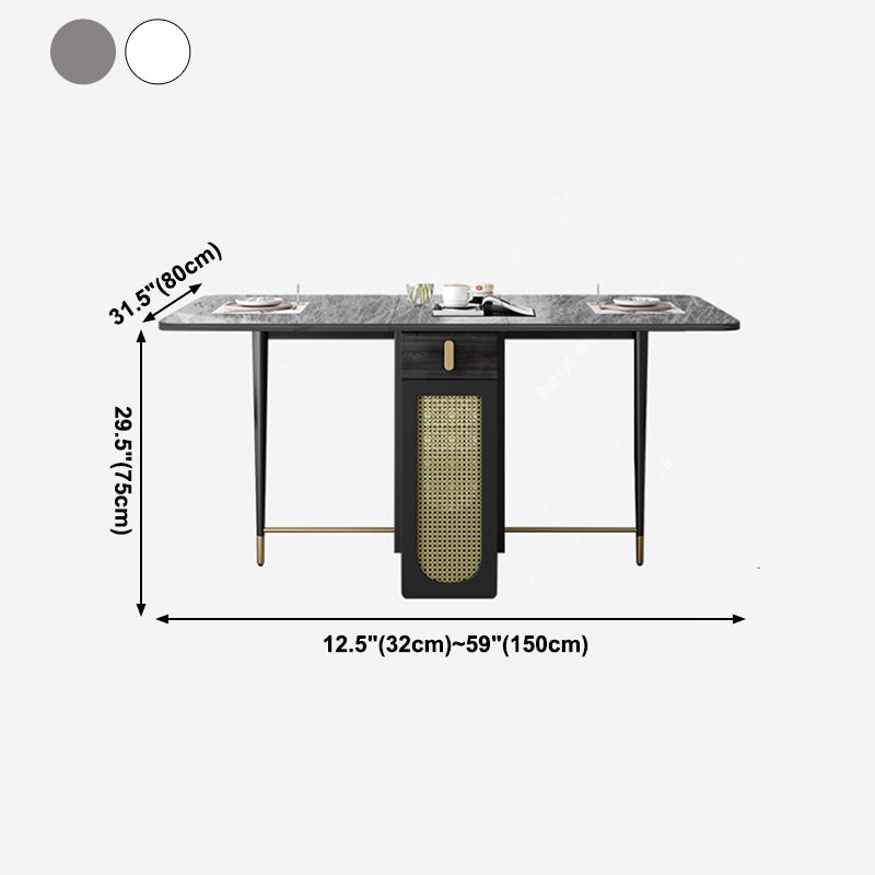 59'' Sintered Stone Top Dining Table Foldable Rectangle Table with Trestle Base
