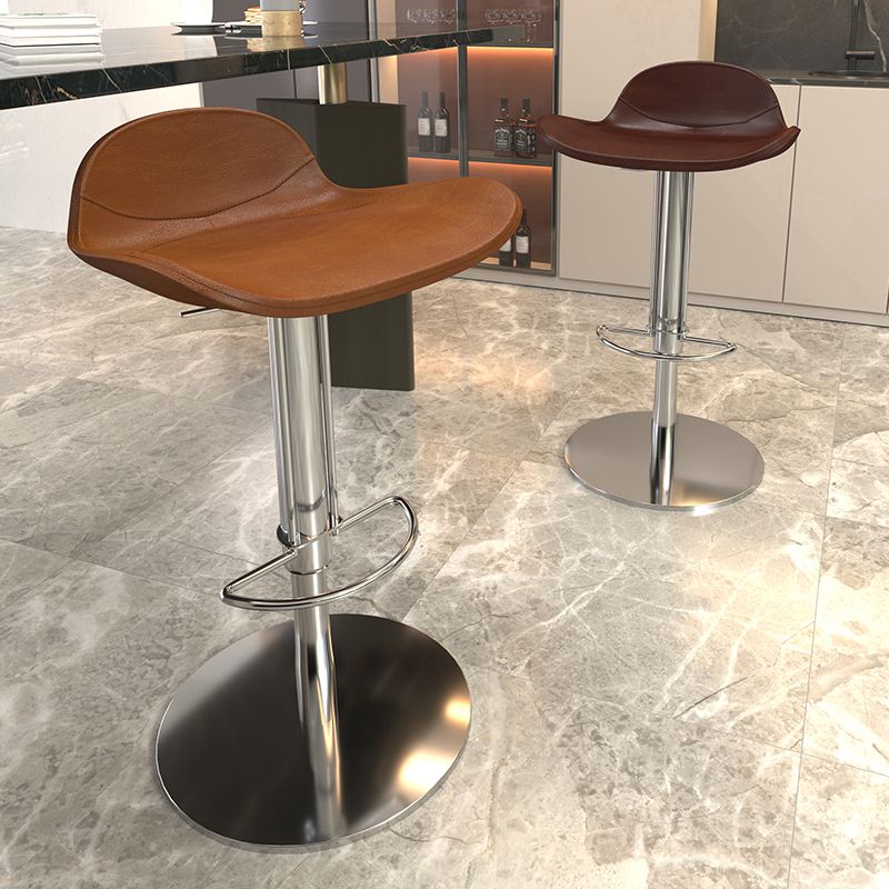 Contemporary Metal Legs Bar Stools Faux Leather Counter Chair