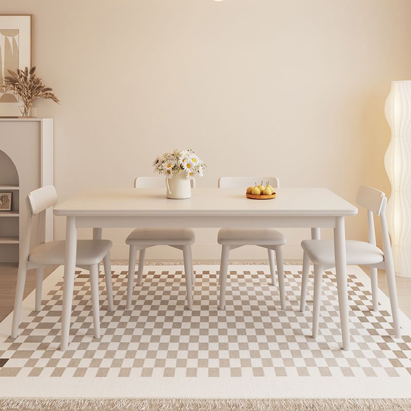 Modern 1/4/5 Pieces Dining Room Table Rectangle Stone Furniture in White