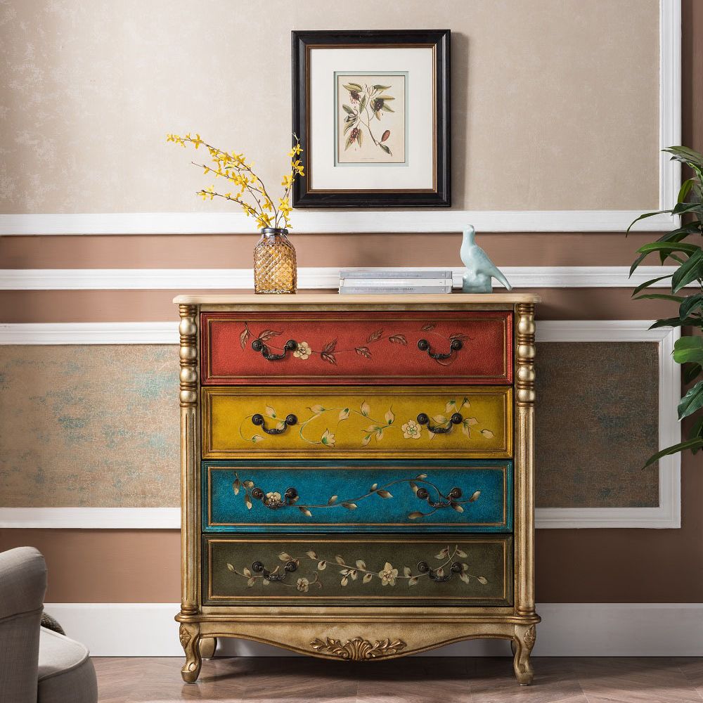 Traditional Vertical Dresser Wooden Storage Bachelor Chest for Bedroom