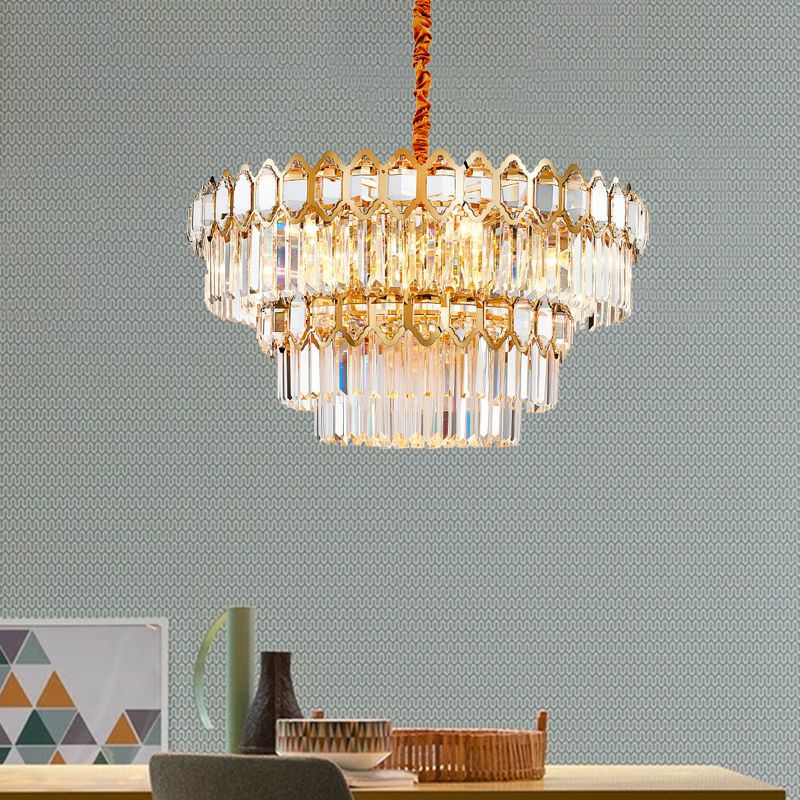 Lampe à lustre en cristal conique à niveaux