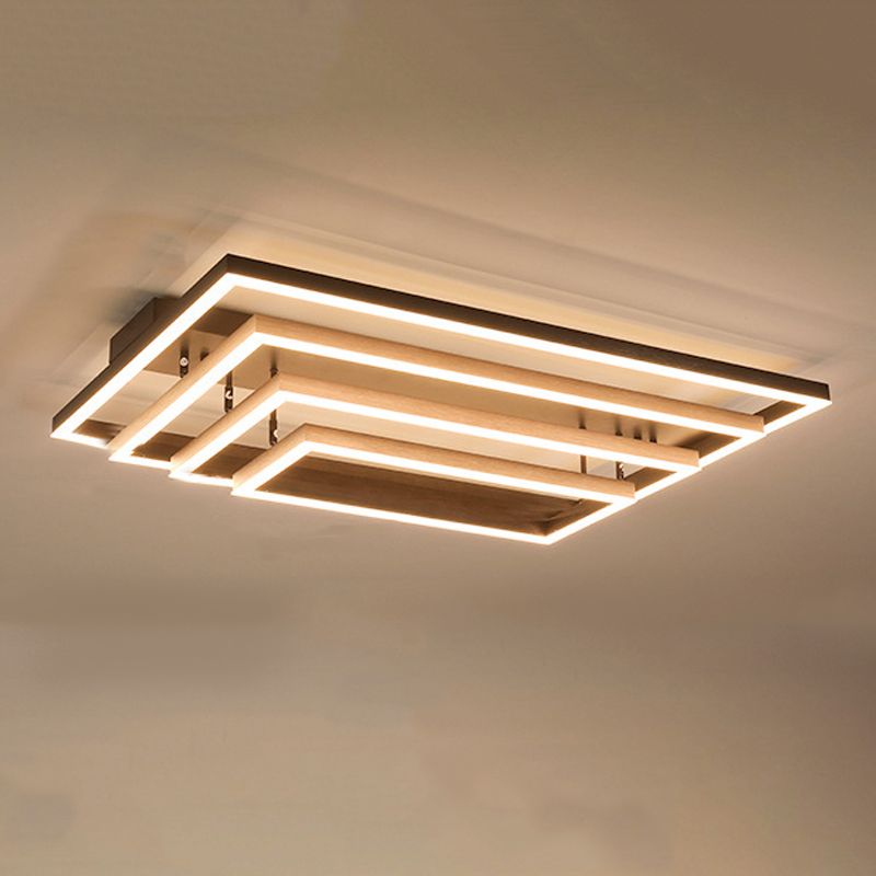 Contemporary Rectangle Flush Light Fixture Metal Flushmount Lighting for Living Room