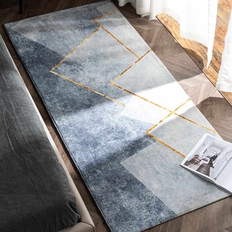 Modern geometrisch patroongebied Tapijtgrijs Grijs Polyester Area Tapijt Non-Slip Backing Rug voor slaapkamer