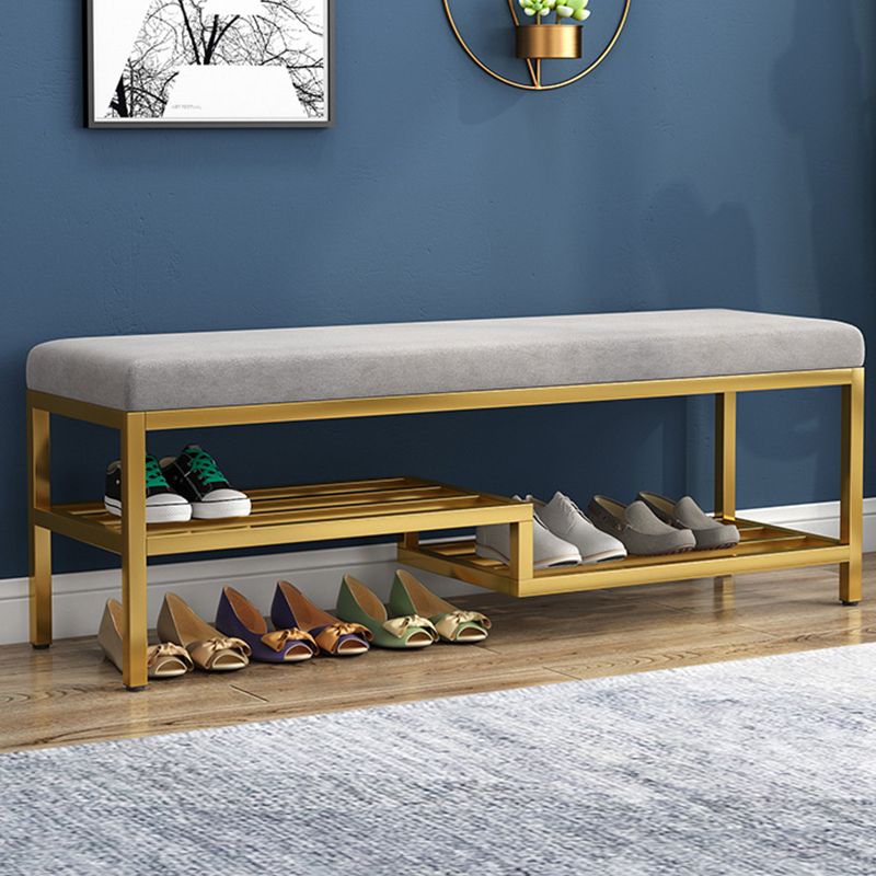 Metal Cushioned Included Bench Contemporary Accent Bench with Shelves