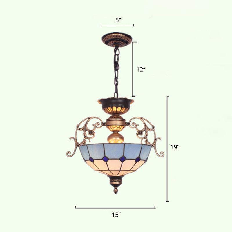 Lumière de lustre à dôme inversé 3 ampoules Prime de pendentif en verre grillé pour l'entrée