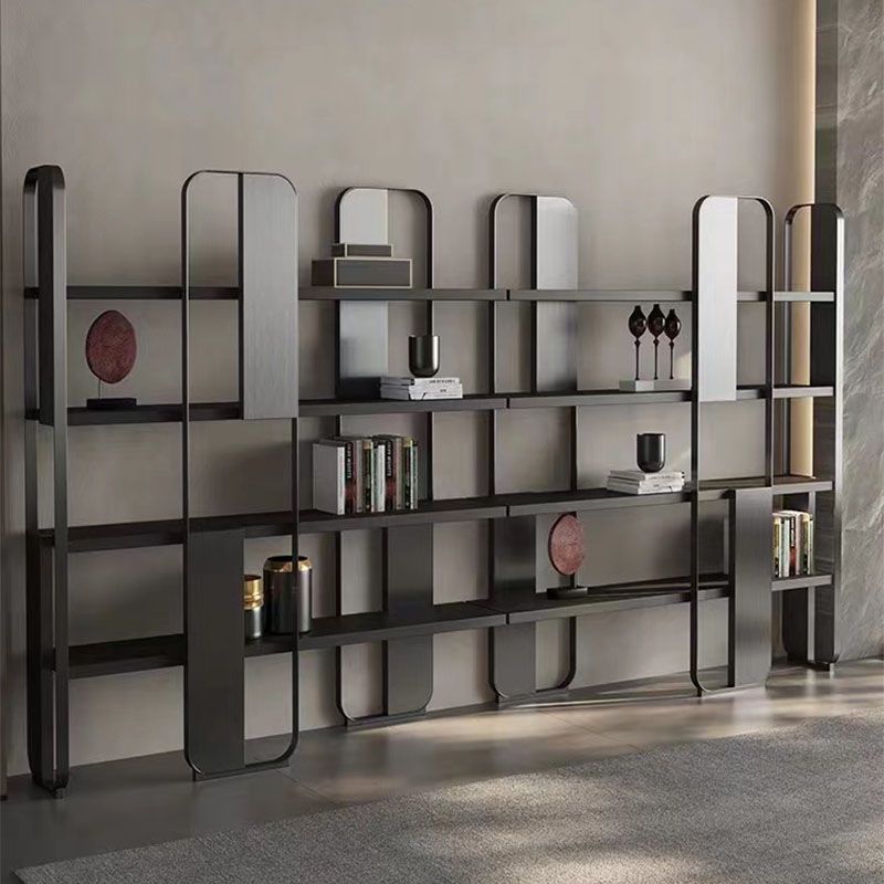 4 Shelves Contemporary Bookcase Standard Metal Open Back Bookshelf