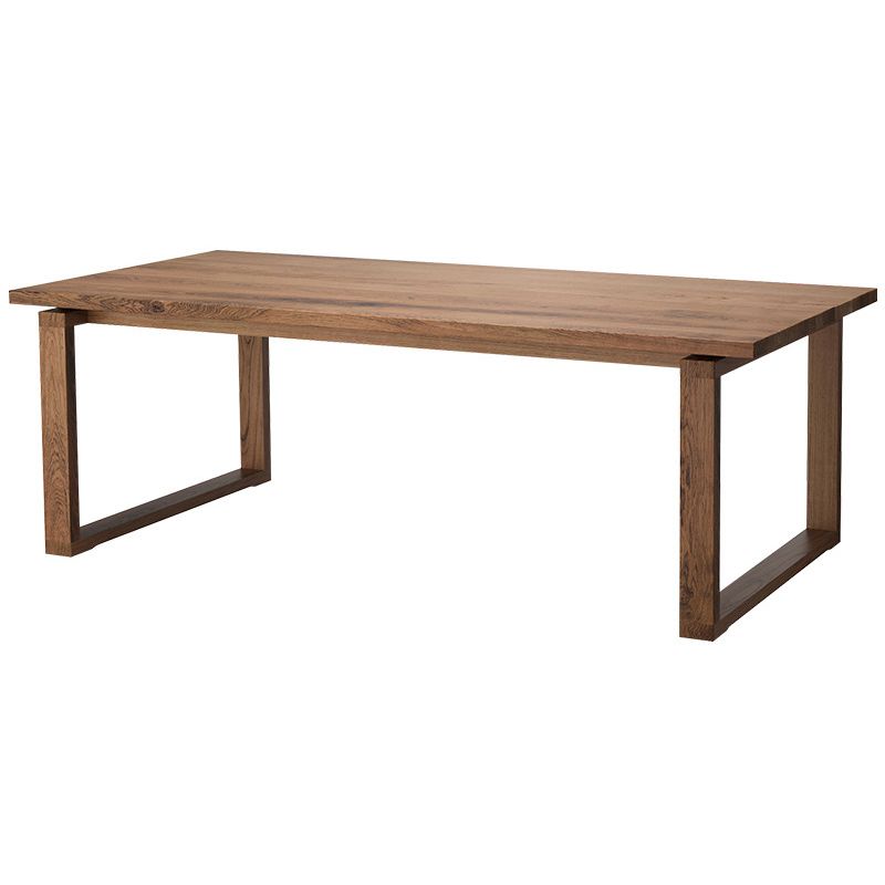 Dennen vaste houten rechthoektafel moderne eettafel met dubbel voetstuk voor restaurant