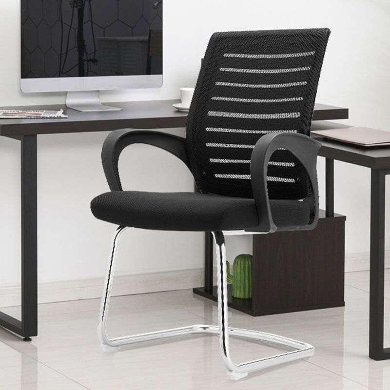 Modern Fixed Arms Desk Chair Lumbar Support Steel Office Chair