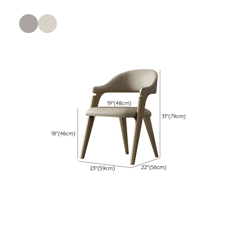 Industrial Style Arm Dining Chair Faux Leather Open Back Dining Chair for Bedroom