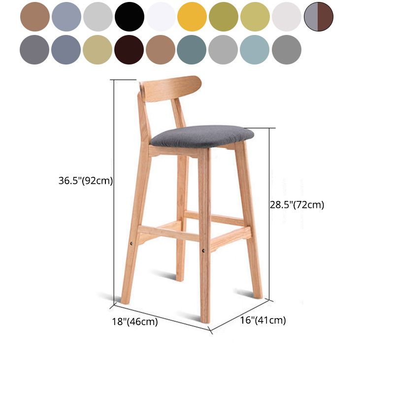Scandinavian Restaurant Rubberwood Stool Matte Finish Upholstered Bar Stools