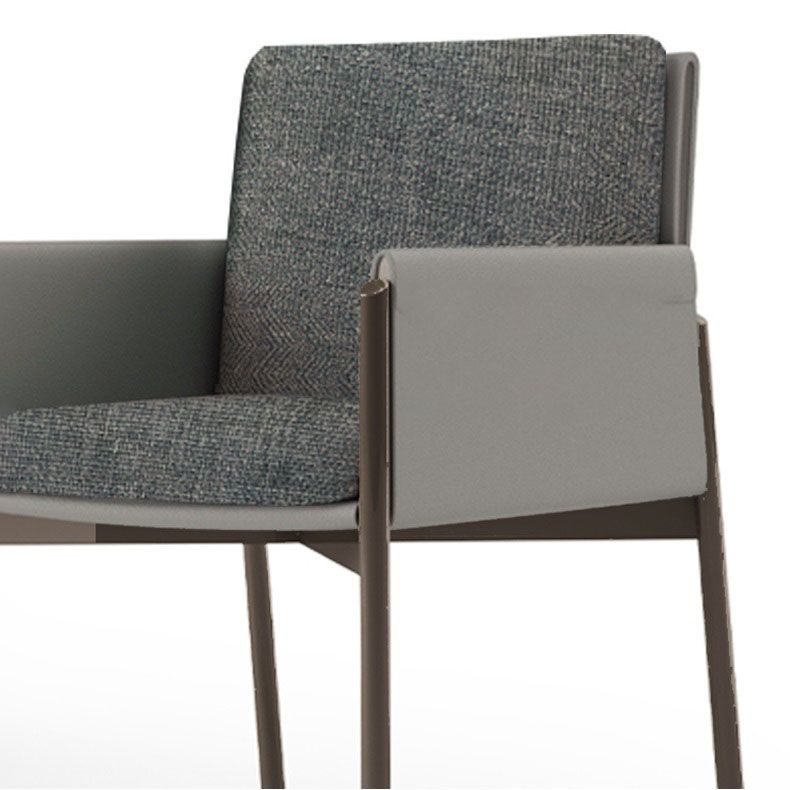 Upholstered Matte Finish Dining Chair Designer Style Conference Room Solid Back Arm Chair