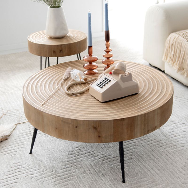 3 Legs Round Natural Finish Coffee Table Rustic Wooden Coffee Table