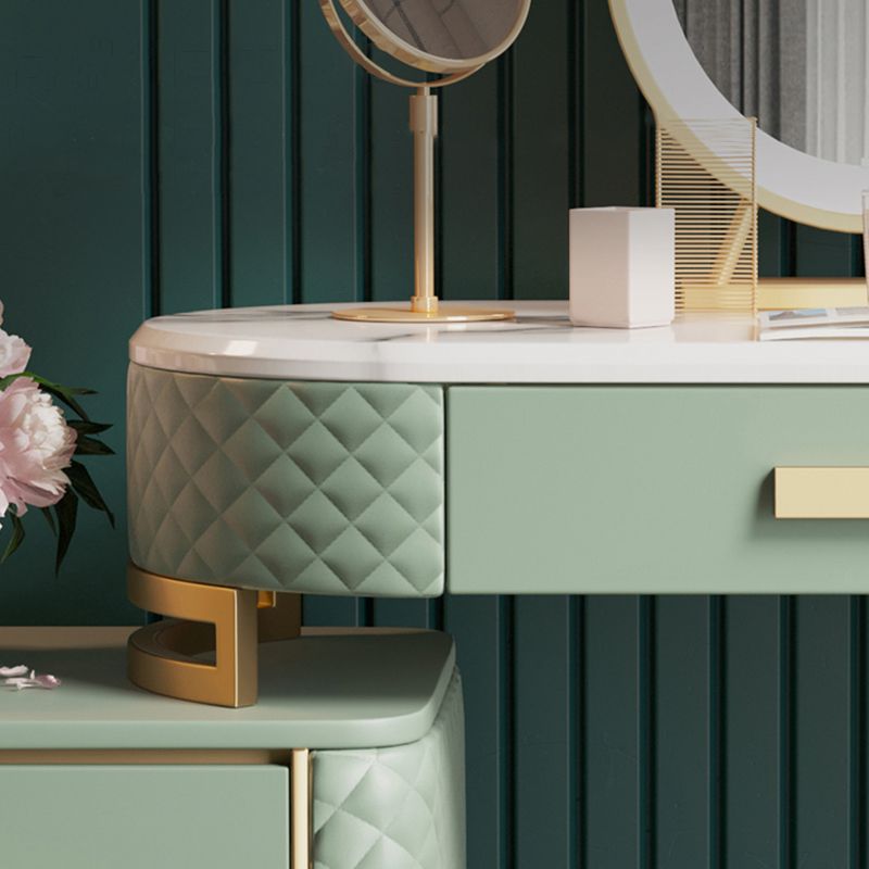 Glam 3 Drawer Vanity Dressing Table Set Faux Leather Dressing Table