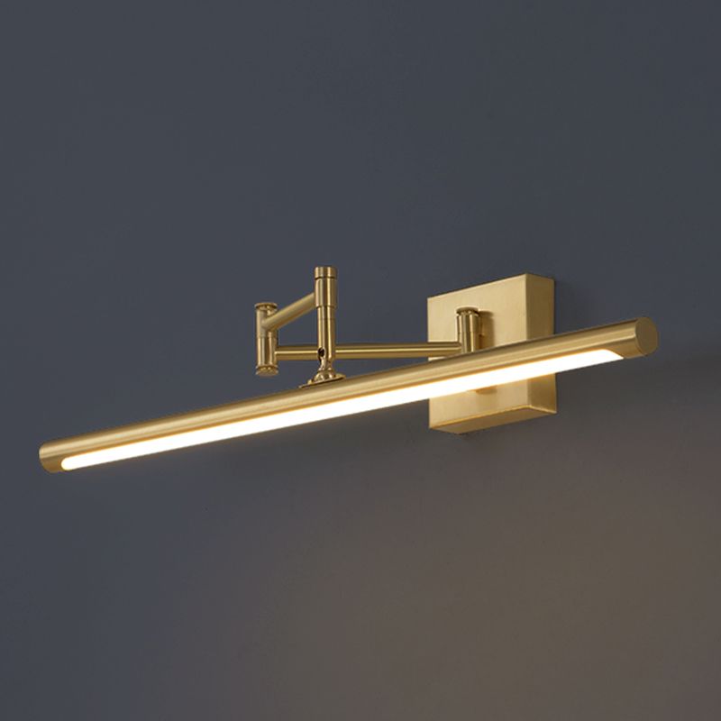 Linear Shade 1-Light  Wall Sconce Post-Modern Style Mirror Wall Lighting in Brass