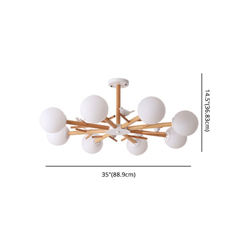 Globe Chandelier Light Fixture Modern Cream Glass Pendant Lighting for Restaurant