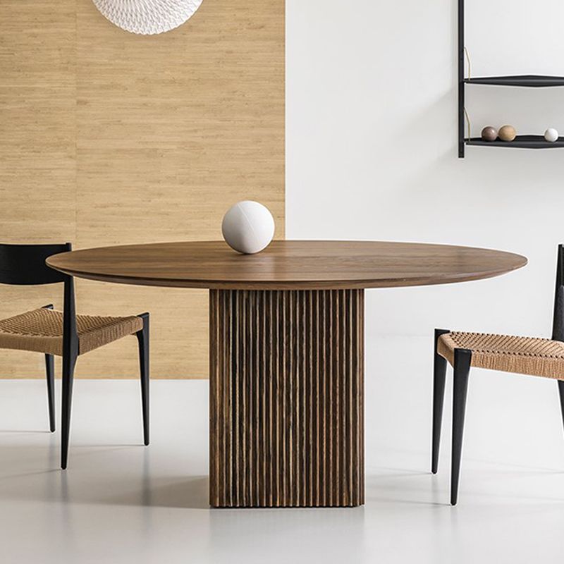 Round Dining Table Contemporary Style Solid Wood Dinner Table for Home Kitchen
