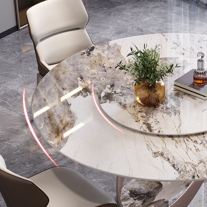 Nordic Glam Sintered Stone Round Table Set 1/4/5/7 Pieces Dining Set for Kitchen