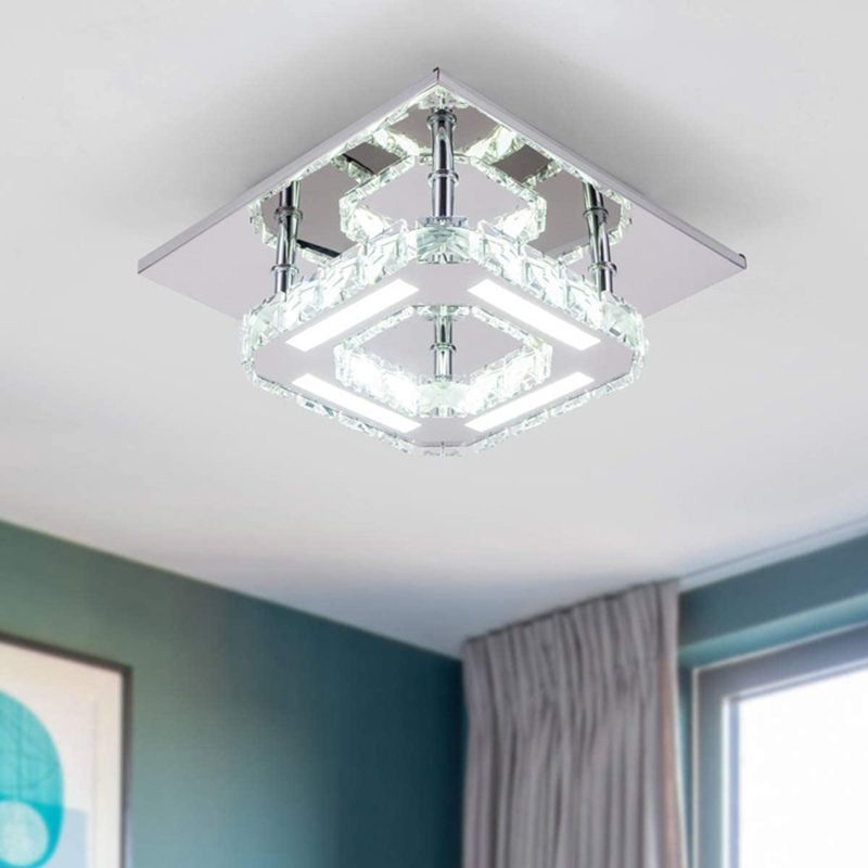 Crystal Square Flush Mount Lights Contemporary Style 1 Light Flush Ceiling Lights