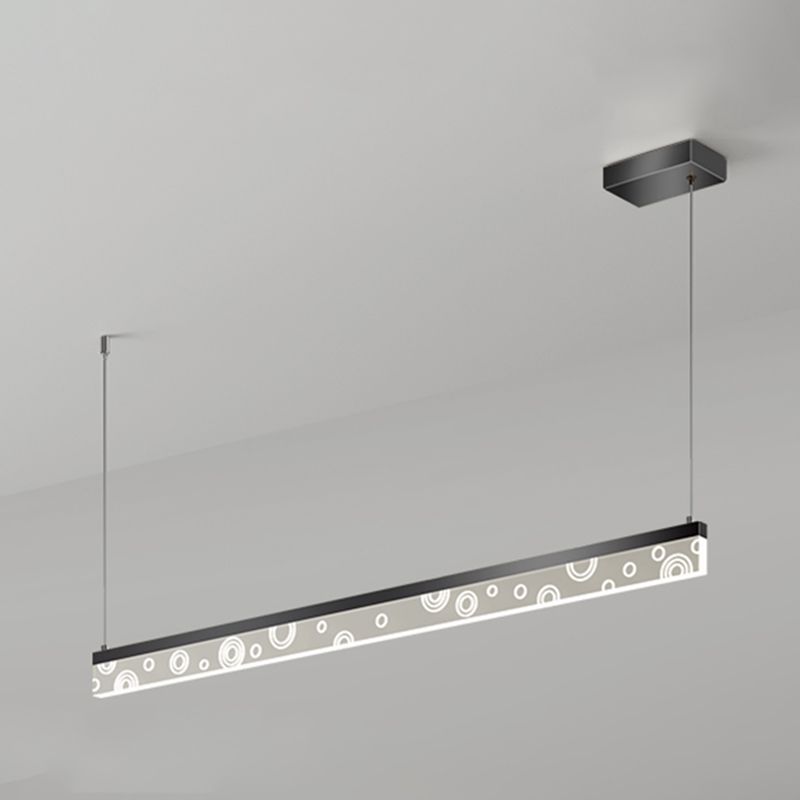 Idée d'éclairage d'île de forme linéaire Pendentif en île en métal moderne 1-Light en noir