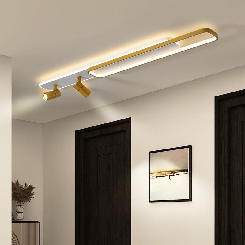 Lámpara de techo de metal de estilo minimalista moderno con montaje semi empotrado LED acrílico rectangular para pasillo