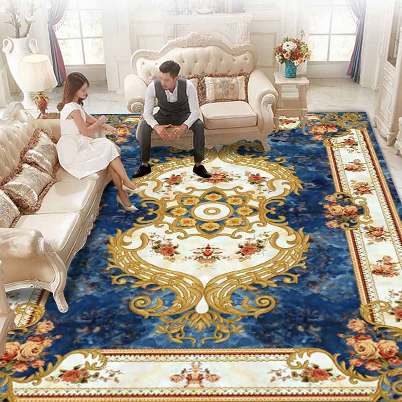 Roter Wohnzimmer-Teppichpolyester Europäischer Area Teppich Anti-Schlupf-Waschmaschine Teppich