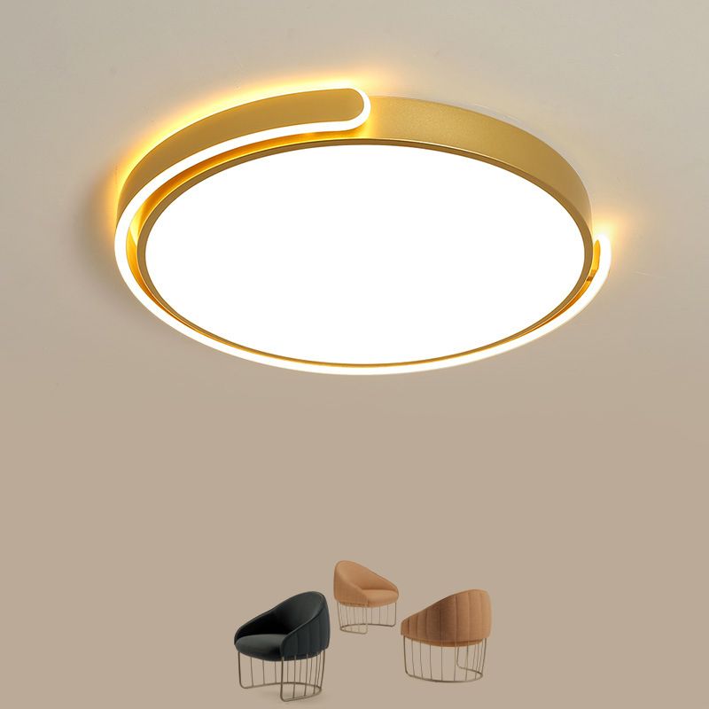 Lampada da soffitto a LED Simplicity Nero/Bianco/Oro Rotondo con montaggio ad incasso con paralume in acrilico, luce calda/bianca