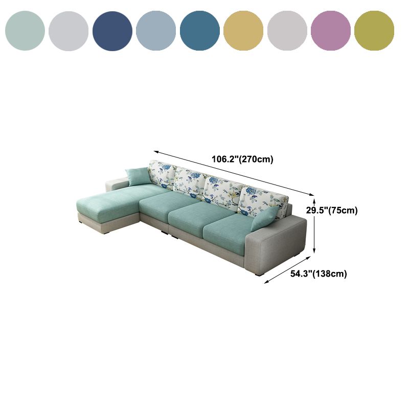 Nordic Assembled Linen Living Room Square Arm Pillows Sofa Chaise