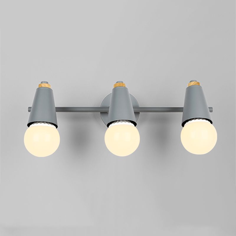 Modern Wood Wall Sconce Geometric Shape Wall Light with Metal Shade for Bedroom