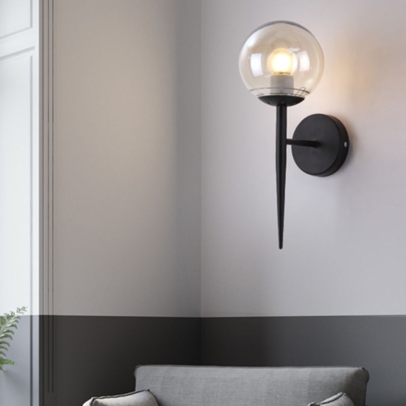 Contemporary Single Bathroom Vanity Light Glass Shaded Bath Bar in Golden / Black