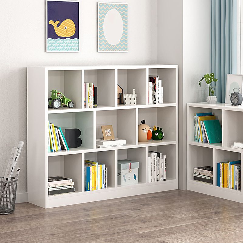 Wood Bookshelf White Contemporary Style Bookcase for Home Office